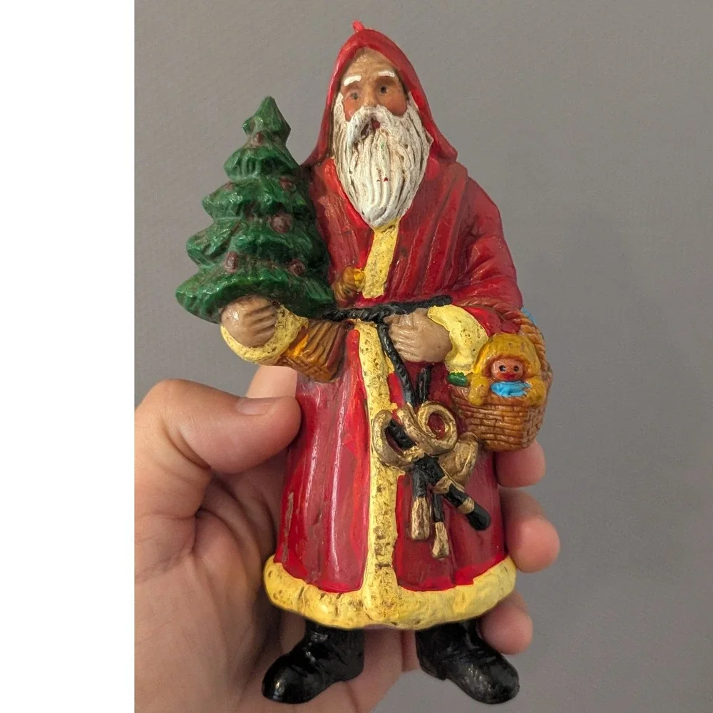 VTG Large Santa Claus Ornaments Old World Father Christmas Figures Plastic (?)